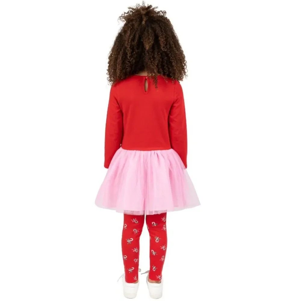 NEW Girls Sz 18 Months Sparkly CANDY CANE CUTIE Christmas Holiday 2 Pc Outfit